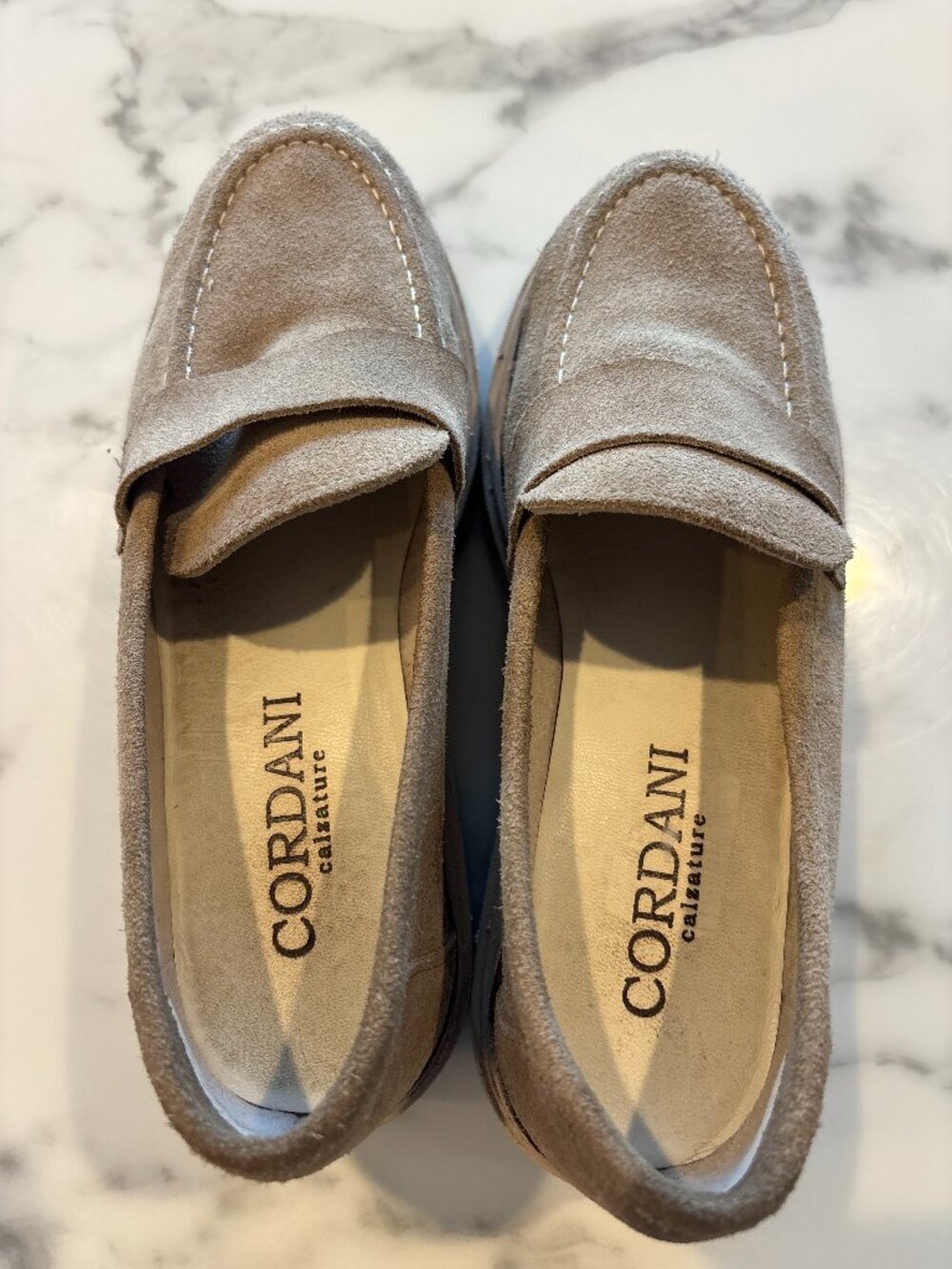 Cordani Calzature Taupe Suede Platform Penny Loafer Lug Sole EU 38 US 7.5 Spain